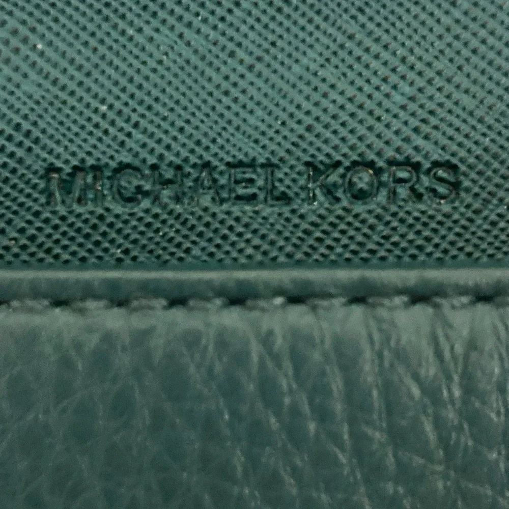 Michael Kors Dark Teal Pebbled Leather Wallet with Gold MK Emblem - Picture 10 of 13